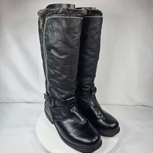 Black Leather Knee-High Boots